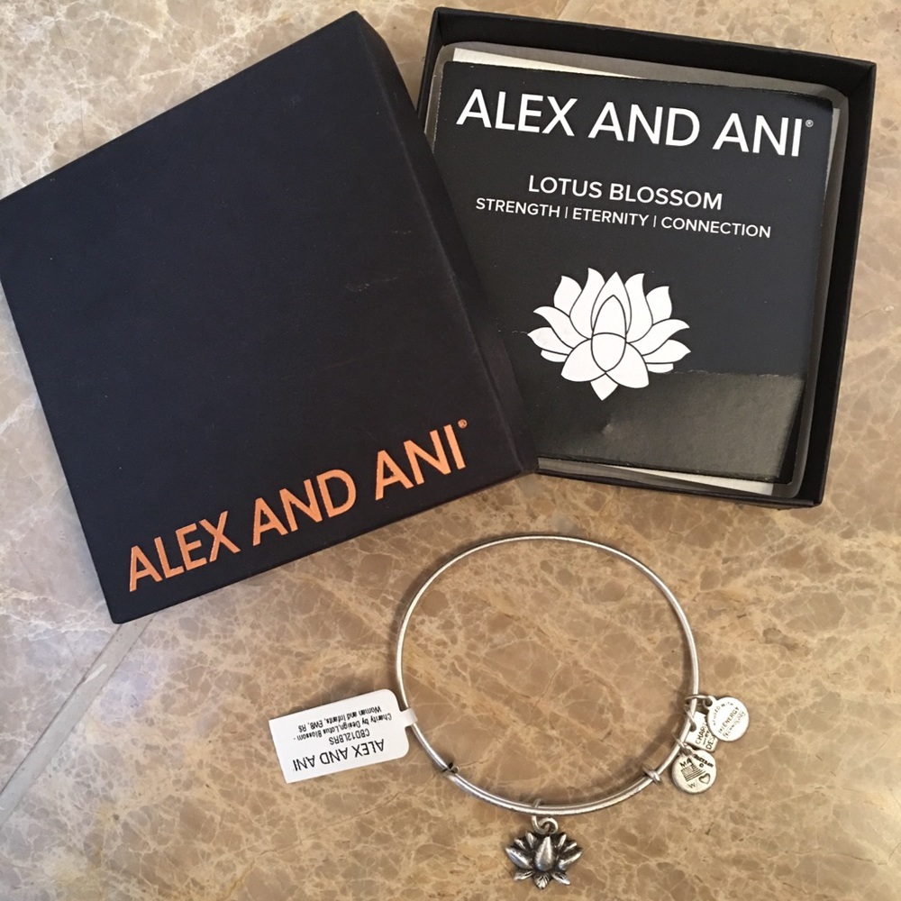 Alex and Ani Lotus Blossom Charm Bangle